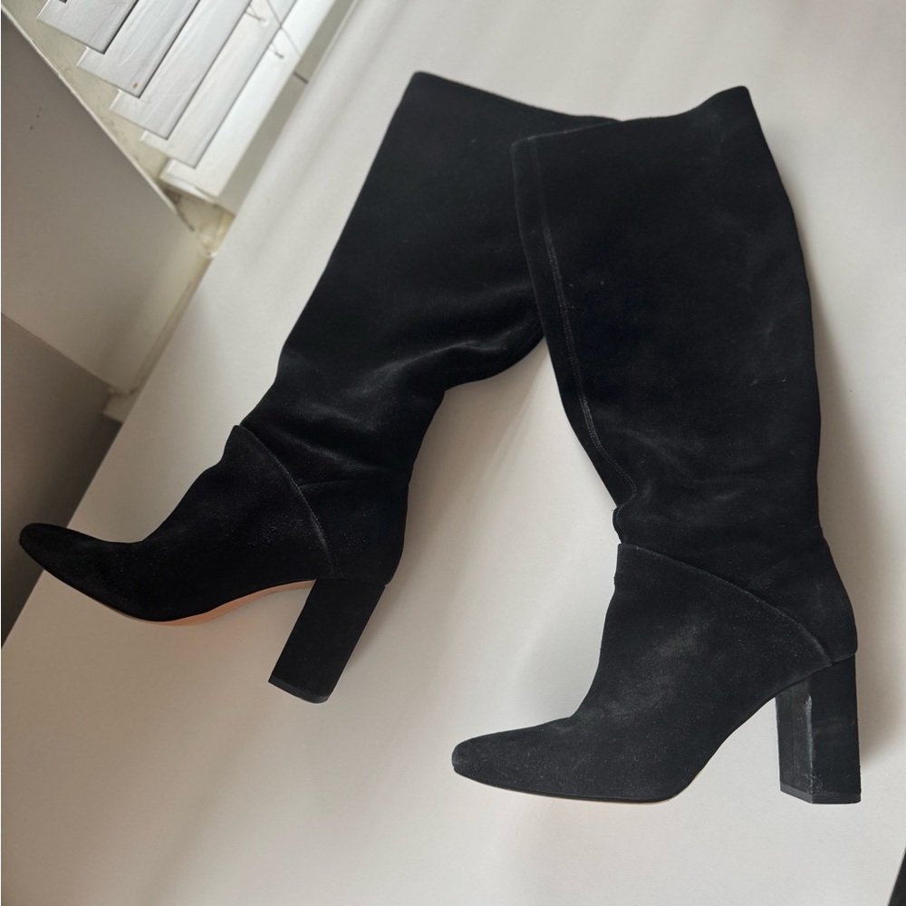 Banana Republic Tall Suede Black Knee-High Women's Boots Slouchy Style 7.5